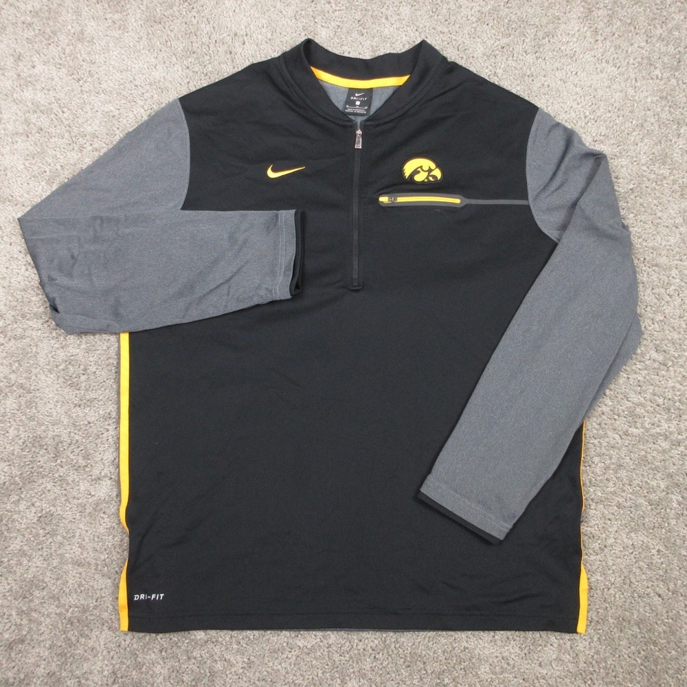 Iowa Hawkeyes Sweater Mens XL Black Gray 1/4 Zip Pullover Performance Drifit EUC